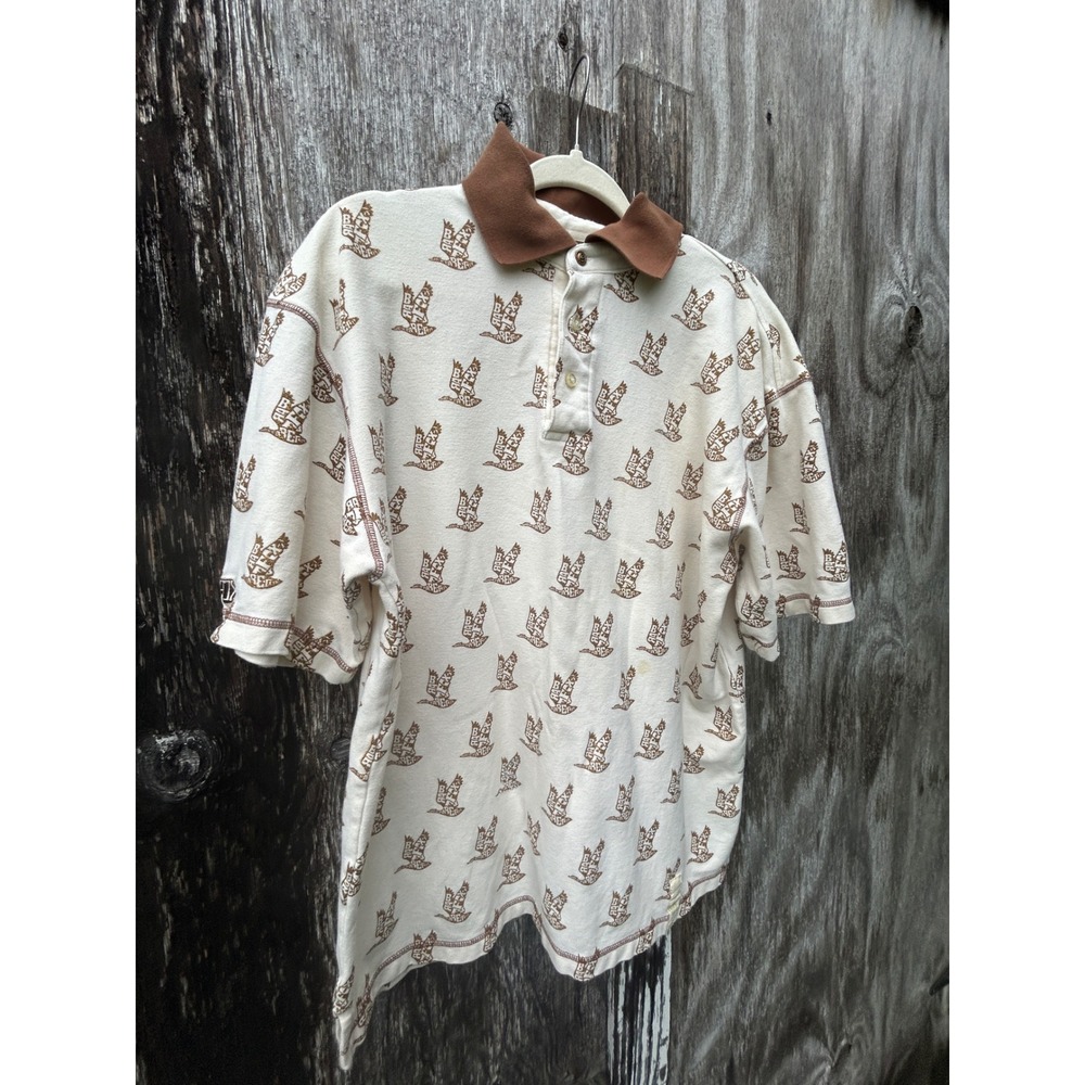 Bare Fox Mens Polo Shirt Cream Brown All Over Print Y2K Hip Hop Streetwear